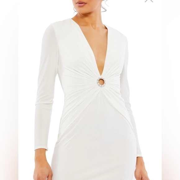 Ieena For MAC DUGGAL Ring Mini Bodycon Dress White Size 8 Worn Once - Picture 3 of 11